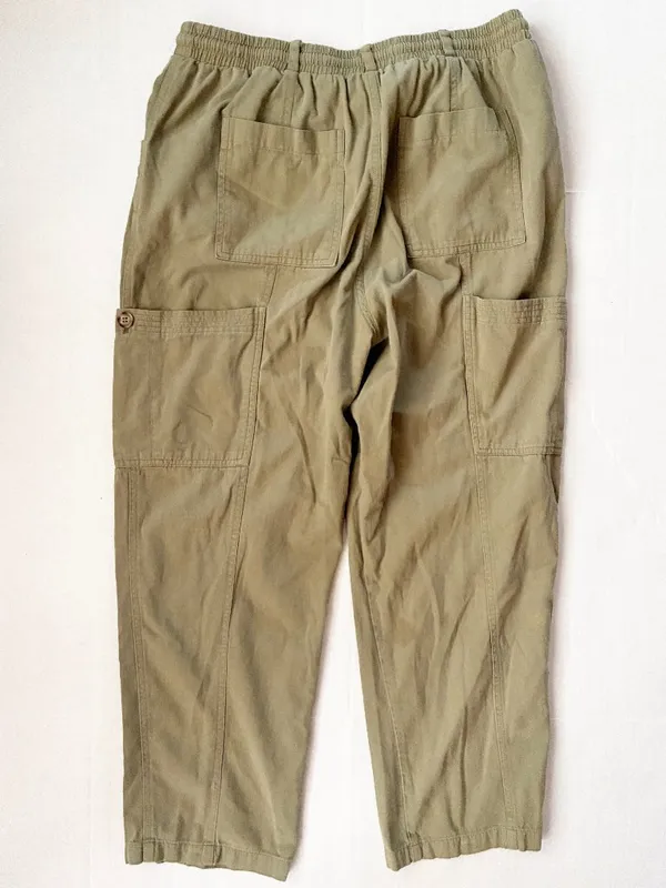 7 For All Mankind Utility Cargo Drawstring Pants Fall - L - Olive Green Khaki - Image 3