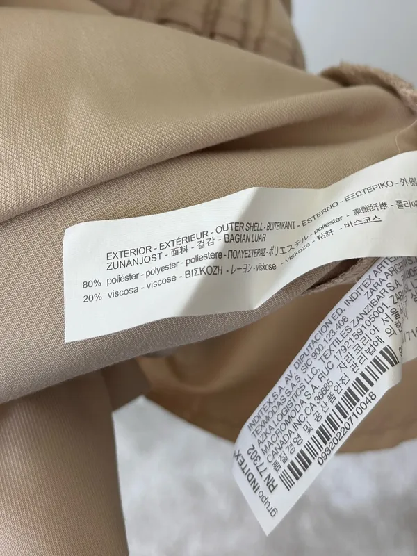 Zara Basic Tan Beige Paperbag Waist Wide-leg Trouser Pants Business Professional - Image 10