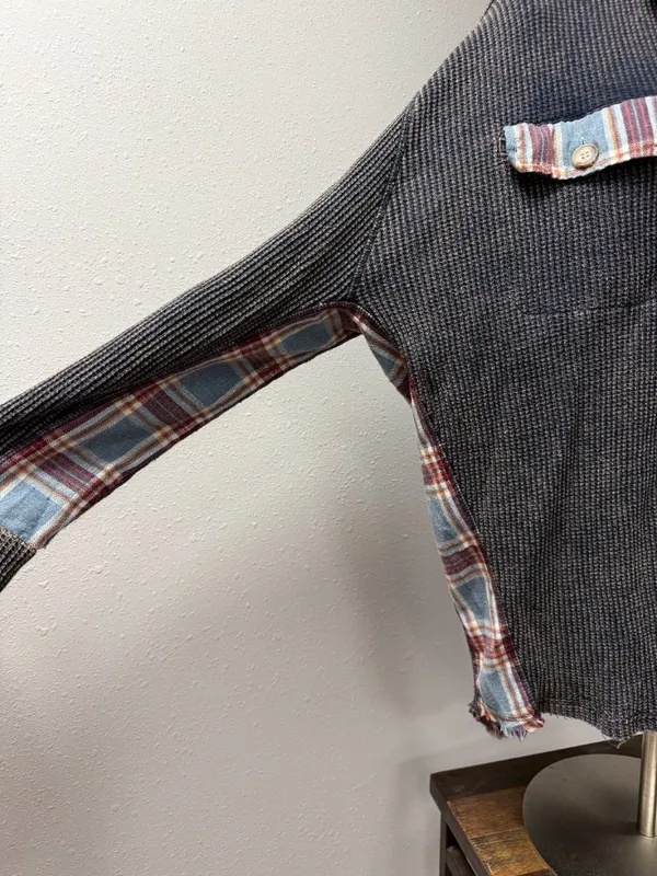 Oli & Hali Washed Plaid Waffle Knit Button-Down Shirt - Image 3