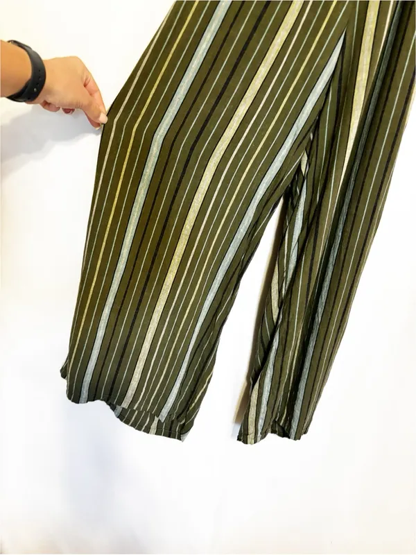 Aerie Strapless Smocked Linen Blend Green Jumpsuit size Small - Image 7