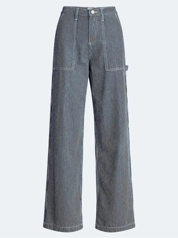 Lee Women’s Wide Leg Jeans - Navy and White Stripe - Image 2