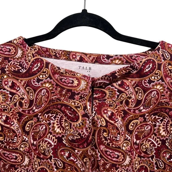 Talbots Paisley Blouse Brown XL‎ - Image 4