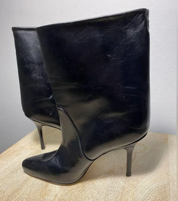 Stuart Weitzman rich leather stiletto boot / bootie size 5 black - Image 6