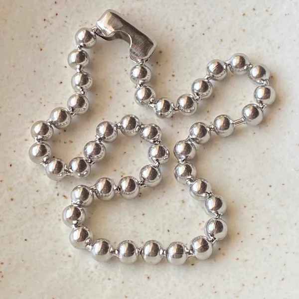 Handmade grunge y2k stainless steel big ball chain simple necklace💛 - Image 4