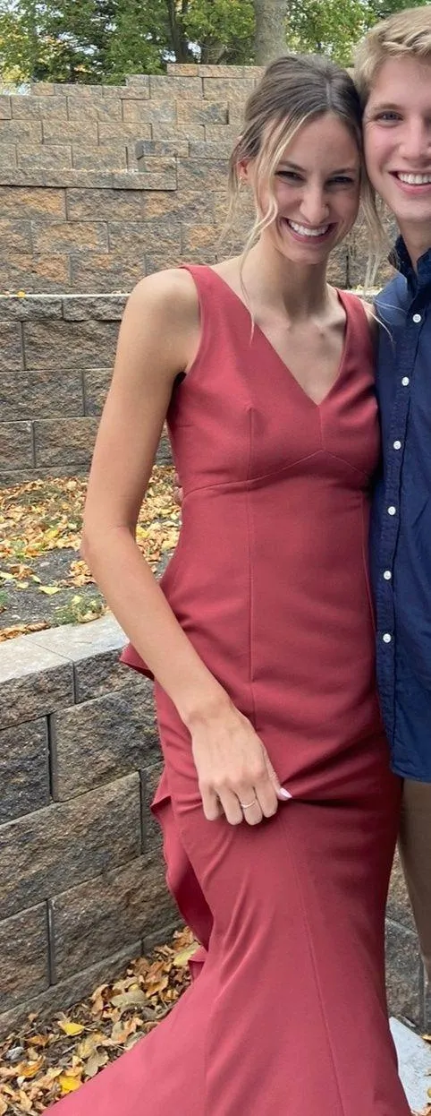 Amsale Formal Terracotta Open Back Dress - Image 3