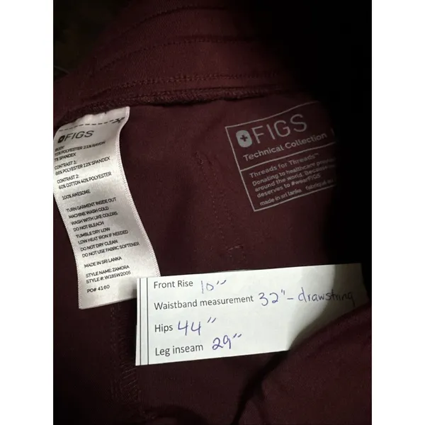 FIGS Scrub Pants Womens M Burgundy Technical Collection Cargo Nurse Jogger - Image 9