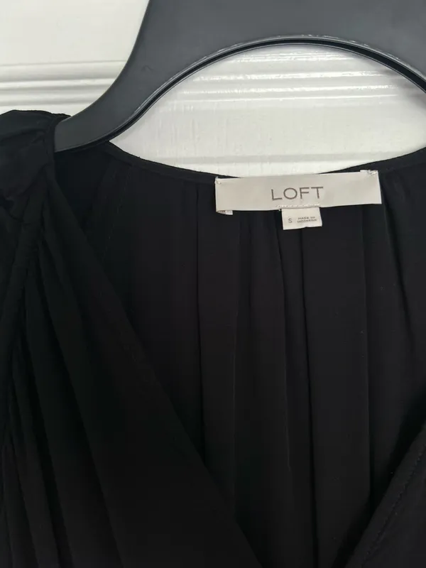 Loft Black Shirred Dress - Image 5