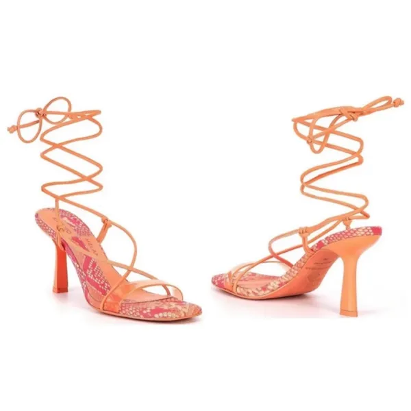 Antonio melani lace up strappy heel peach orange size 7.5 - Image 2