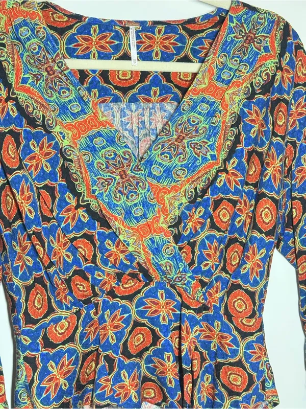 Free People Falling for You Top, Blue Combo size XS - Image 4