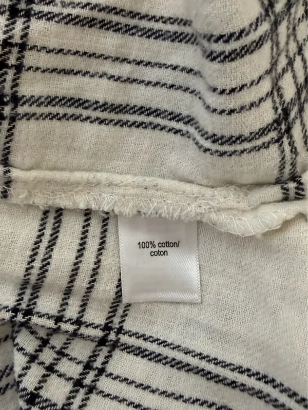 Maurices Cabin Plaid Boyfriend Button Down Shirt White Black Oversized - Image 8