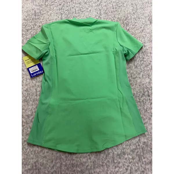 Landau Forward Womens‎ Scrub Top Nu Green Rib Knit V-Neck LT100 XS Regular NWT - Image 6