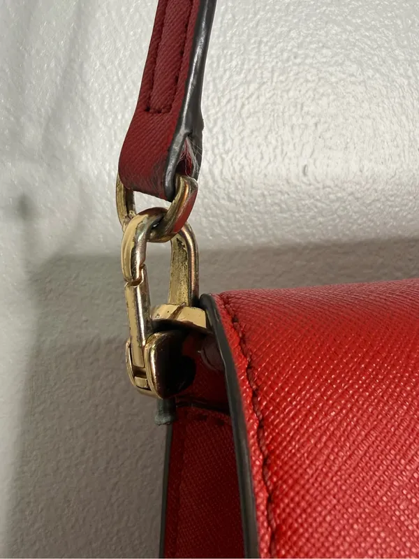 Tory Burch Emerson Combo Crossbody Red Leather Gold Logo Handbag - Image 13