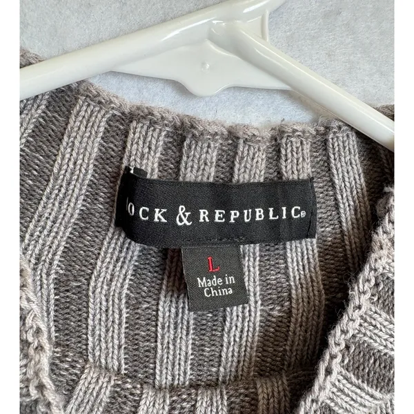 Rock & Republic Womens Mock Neck Ribbed Sleeveless Sweater Dress Gray Taupe L - Image 5