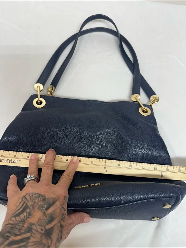 Michael Kors Raven Midnight Pebbled Leather Shoulder Tote Hobo bag - Image 11