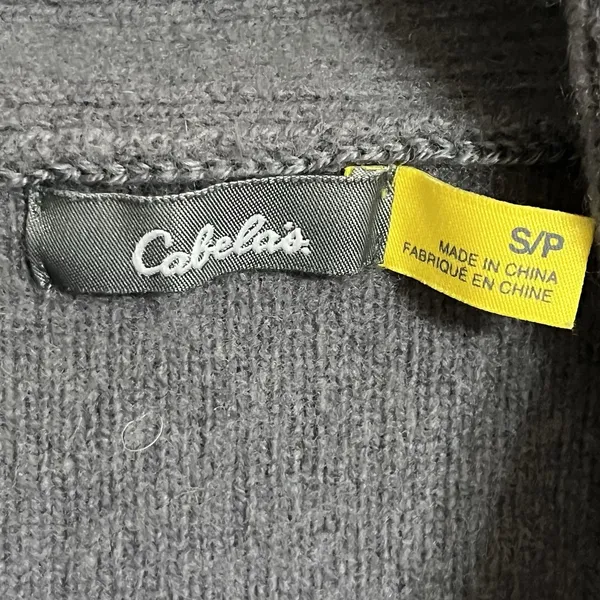 Cabelas 100% Lambs Wool Leather Elbow Patch Cardigan Size‎ Small Gray Shawl Neck - Image 4