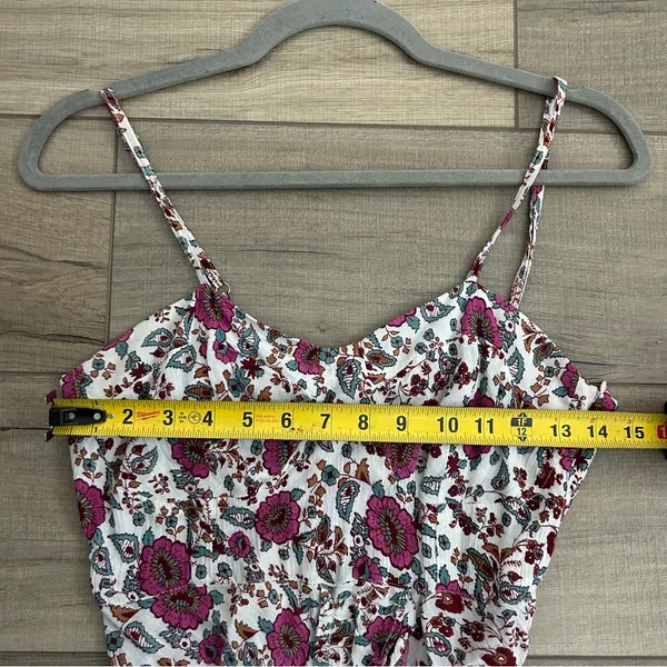Anthropologie RAGA Summer Bloom Pink Red Cream Floral Ruffle High-Low Dress XS - Image 11