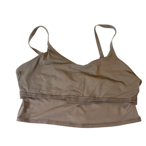 Athleta Elation V-neck Crop Tank Bra Size 1X‎ Tan Brown Adjustable Straps Gym - Image 4
