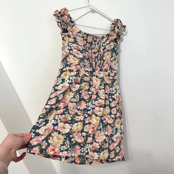 ABERCROMBIE & FITCH A&F Off the Shoulder Corset Mini Dress Blue Pink Etc Floral - Image 17