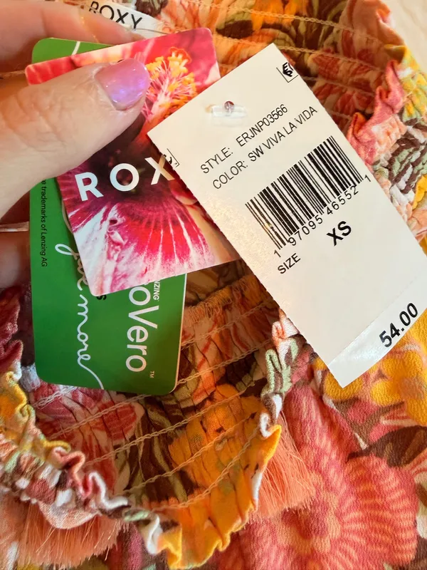 Roxy Viva La Vida Wide Leg Beach Pants XS NWT EcoVero Floral Resort Tropical - Image 3