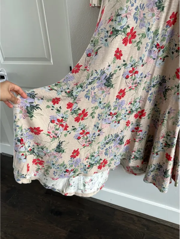 Polo Ralph Lauren Thermal Floral print knitted dress in beige XL - Image 2