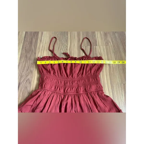 Trixxi Tiered Smocked Mini Dress Size L Burnt Orange Rust - Image 7