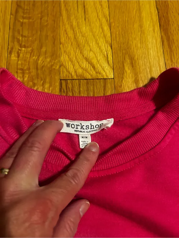 Workshop Republic Clothing Red Crewneck Sweatshirt with White 'LOVE' Appliqué - Image 2