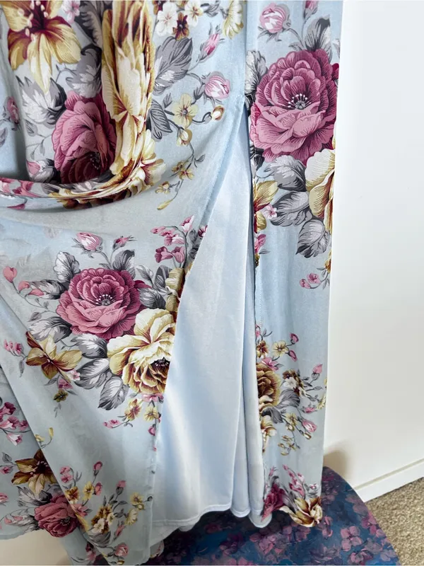 NWT Baltic Born Naomi Short Sleeve Blue Multi Floral Print‎ Maxi Dress Size XS - Image 3
