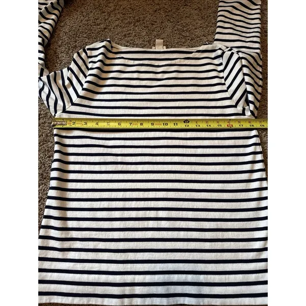 J. Crew Boatneck Black & White Striped Cuffed Long Sleeve T-shirt size S - Image 4