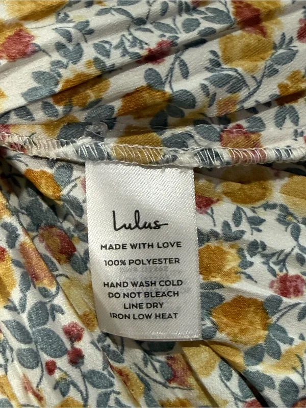 Lulus Express Yourself Yellow Floral Print Satin Babydoll Mini Dress Size XL NWT - Image 10