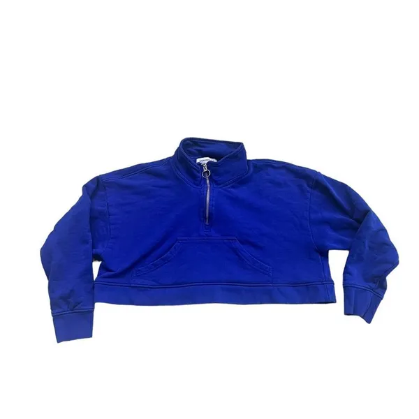 WeWoreWhat cropped half zip hoodie in sapphire S - Image 2