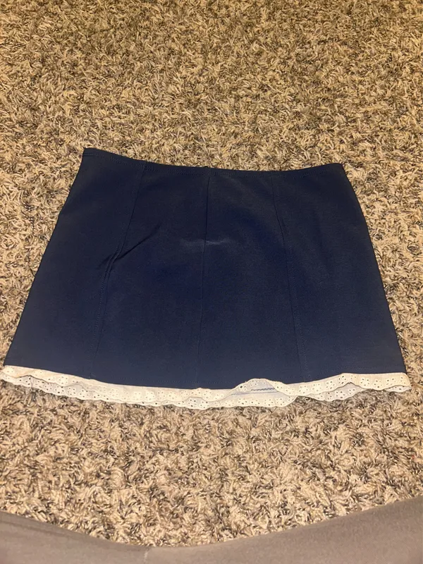 Edikted Top Corset and skirt set navy and white - Image 3