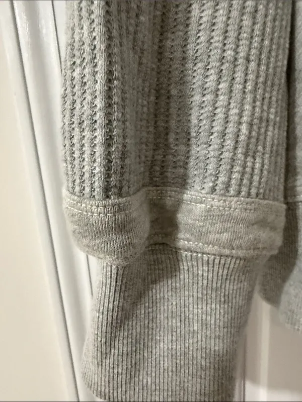 Aerie Hoodie Pullover Waffle Knit Oversized Gray Sweatshirt Cozy Size XL Coastal - Image 9