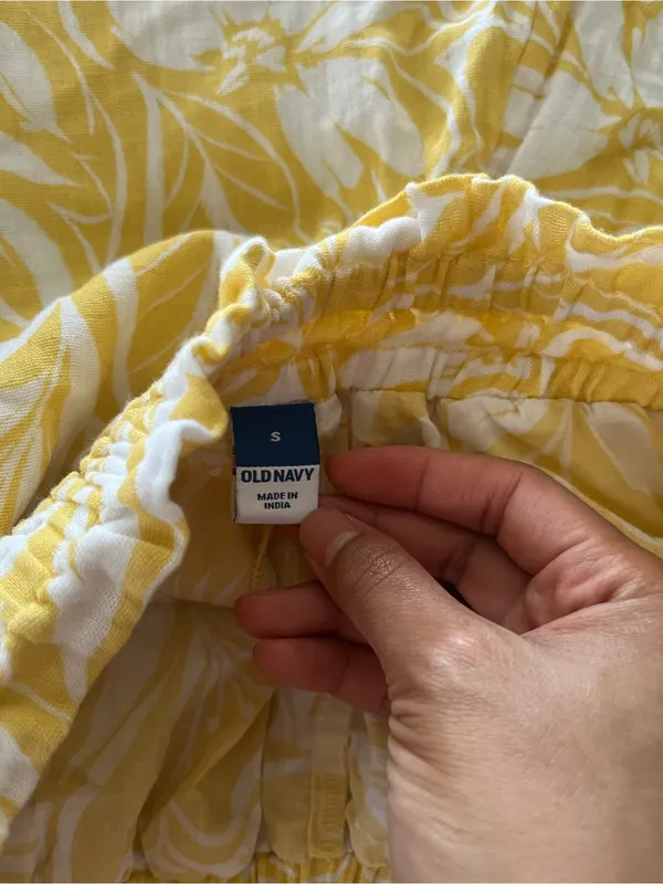 Old Navy Yellow White Tropical Floral Skort Small 100% Cotton Coastal Resort - Image 6