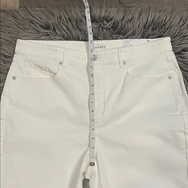NWT LOFT kick crop high rise curvy fit stretch denim jeans white 14/32 - Image 11