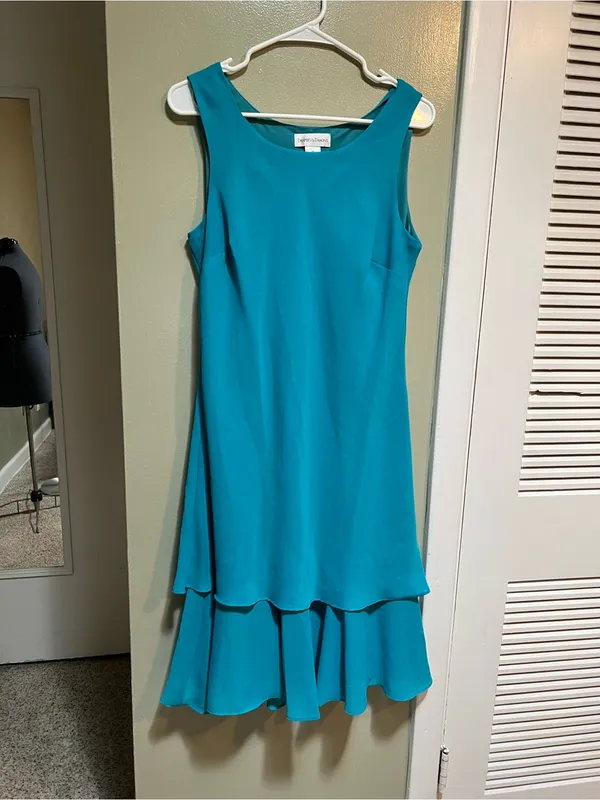Drapers & Damons Women’s Size Medium Sleeveless Midi Dress Teal Blue Green Scoop - Image 4