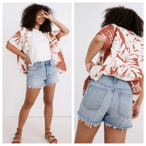 Madewell 100% Cotton Relaxed Denim Shorts Rosemount Wash Destroyed Hem - Size 23 - Image 2