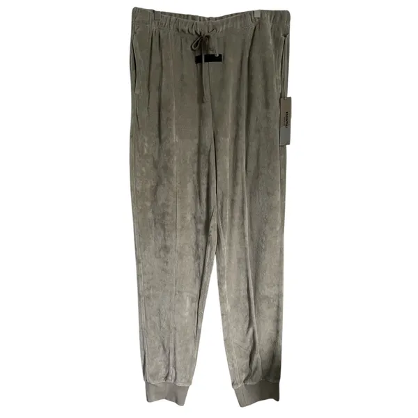 Fear of God Essentials Logo Patch Velour Pants NWT Large - Image 2