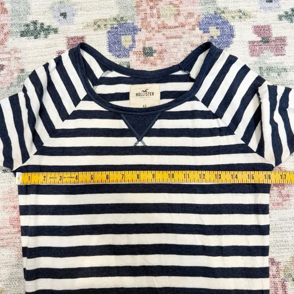 Hollister Womens Y2K Striped Long Sleeve Top XS Blue White Preppy Bella Swan - Image 5