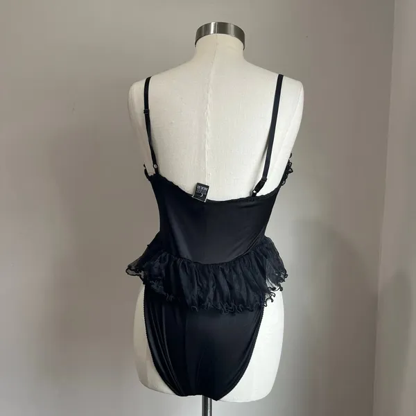 Midnight Hour 90s Vintage Dark Fairy Lace Black & Gold Bodysuit With Sheer Flouncy Tutu Size M - Image 6