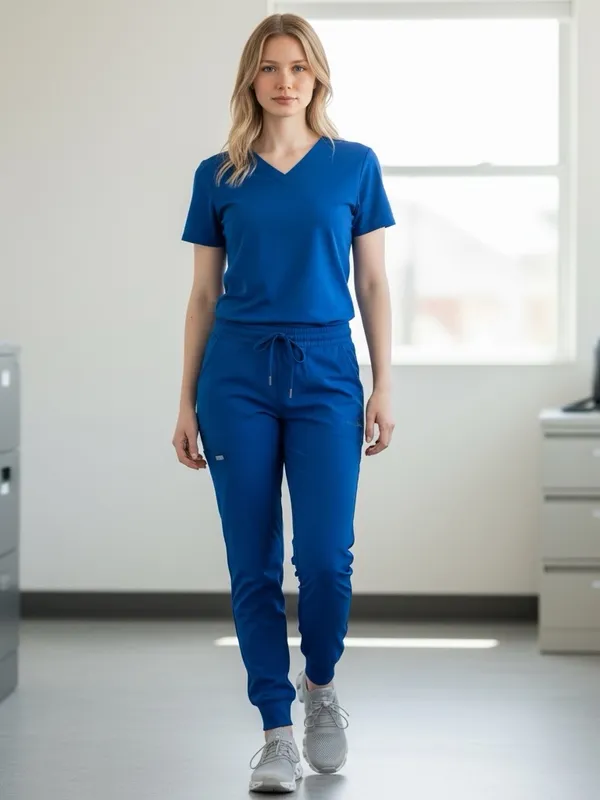 Mandala Royal Blue Jogger Scrub Pants Stretch Multi-Pocket Women’s XS Uniform - Image 5