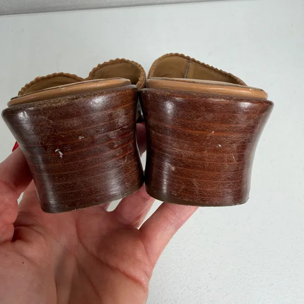 Vtg Boho 6.5M Calida Mules Western Square Toe Block Heel Leather Studio Designs - Image 9