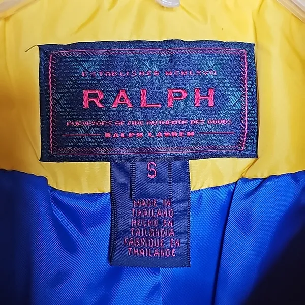 Ralph Lauren black label yellow puffer jacket zip pockets sz Small - Image 4