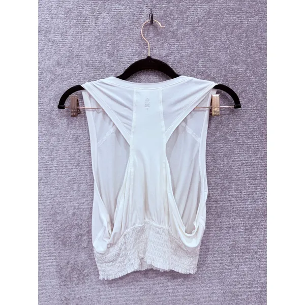 Free People Womens Tank Top Small White FP Movement Smocked Hem OB1047999 - Image 7