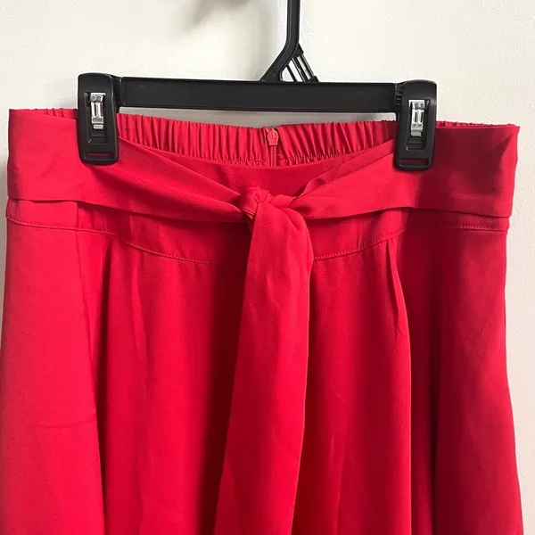 Unbranded High-Low Skirt Womens Medium Red‎ Romantic Flowy Tie Waist Side Slit - Image 3