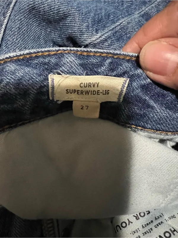 Madewell‎ Curvy Super Wide Leg Crop High Rise Raw Hem Jeans - Image 11