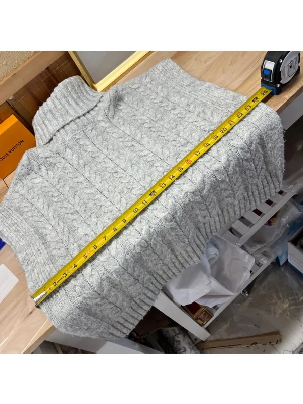 Joie Gray Cable Knit Cowl Neck Oversized Sweater Poncho Sleeveless Size Small - Image 9