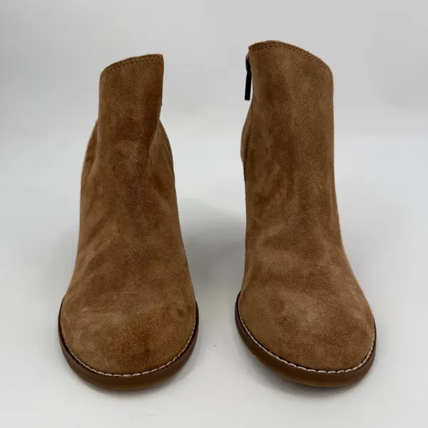 Lucky Brand Boots Women 8.5M Brown Leather Suede Wedge Heel Yakeena Ankle Bootie - Image 3