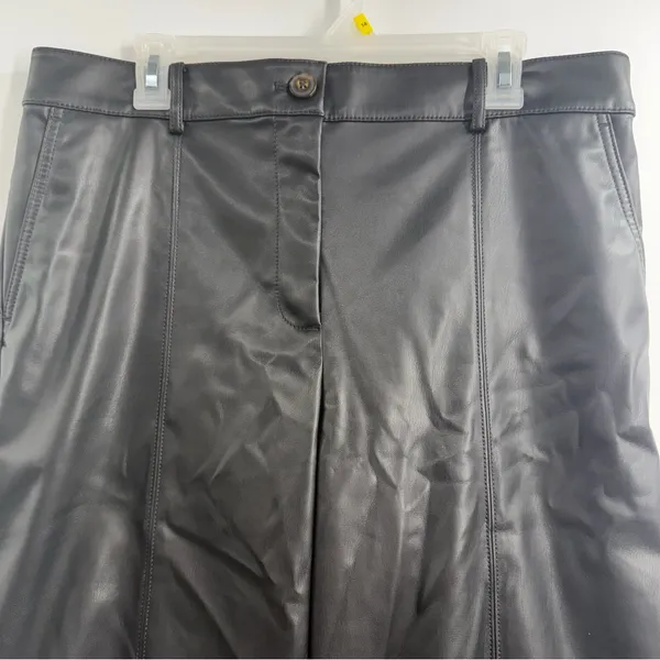 LOFT Faux Leather Wide Leg Pants Women’s 14 Tall High Rise Black Vegan 782131 - Image 2