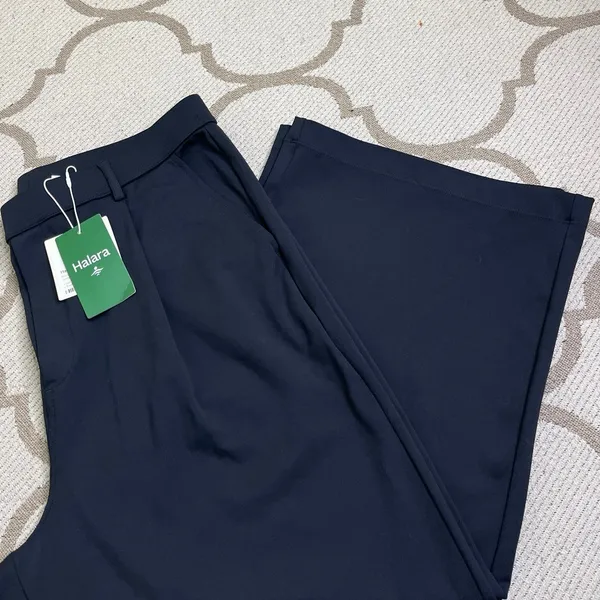 HALARA black Cropped Wide Leg Pleated Pull On Pants XL NWT Pockets 02820584 - Image 2