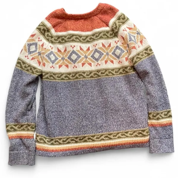 Unbranded Women's XL Multicolor Patterned Fair Isle V-Neck Big Button Cardigan - Image 4